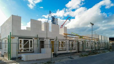 construction site of building a new house,Dutch Suburban area with modern family houses, newly build modern family homes in the Netherlands, dutch family houses,